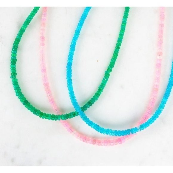 Blue Necklace STUNNING Necklace Ethiopian Paraiba Blue Beaded Fire Opal Necklace - Picture 8 of 9